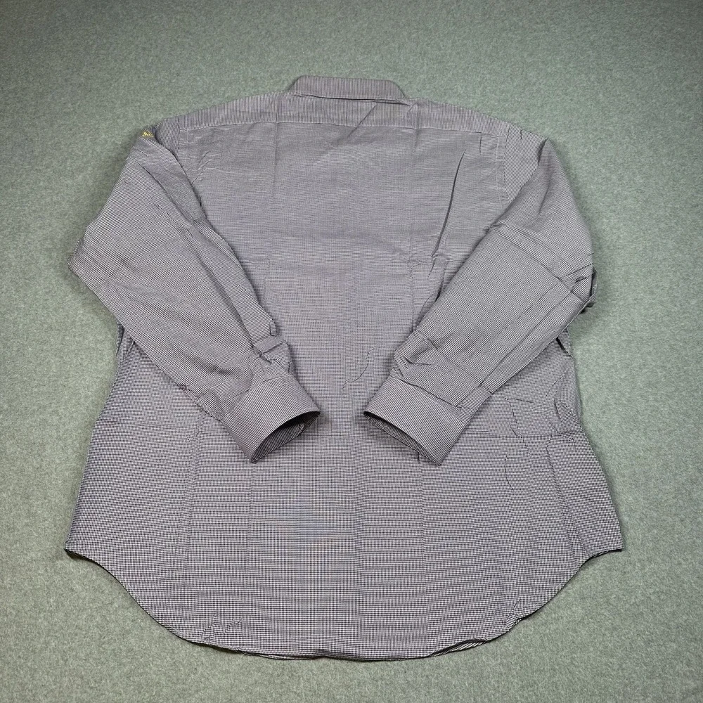 Vintage Polo Ralph Lauren Andrew 17 34/35~XL Purple Houndstooth Dress Shirt USA